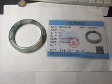 Load image into Gallery viewer, 58.5mm Certified 100% Natural type A icy watery green/light with green flying flowers carved and golden-painted Jadeite Jade bangle PB211-7075