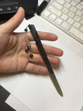 Load image into Gallery viewer, 15cm 100% Natural light green black gray blue Xiu Jade Serpentine hairpin AW33