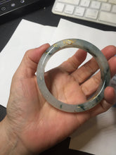 Load image into Gallery viewer, 58.5mm Certified 100% Natural type A icy watery green/light with green flying flowers carved and golden-painted Jadeite Jade bangle PB211-7075