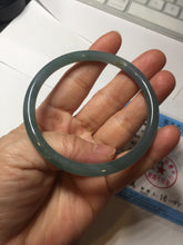 Load image into Gallery viewer, 59.2mm Certified Type A 100% Natural icy watery deep sea dark green/purple/blue/gray/black slim round cut Guatemala Jadeite bangle AU75-3792
