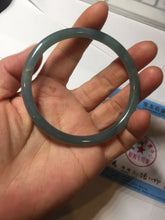 Load image into Gallery viewer, 59.2mm Certified Type A 100% Natural icy watery deep sea dark green/purple/blue/gray/black slim round cut Guatemala Jadeite bangle AU75-3792