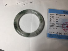 Load image into Gallery viewer, 58.5mm certified type A 100% Natural oily light green/white chubby round cut Jadeite Jade bangle BM20-2798