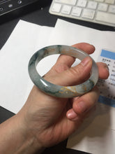 Load image into Gallery viewer, 58.5mm Certified 100% Natural type A icy watery green/light with green flying flowers carved and golden-painted Jadeite Jade bangle PB211-7075