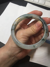 Load image into Gallery viewer, 58.5mm Certified 100% Natural type A icy watery green/light with green flying flowers carved and golden-painted Jadeite Jade bangle PB211-7075