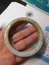 Load image into Gallery viewer, 59.5mm certified Type A 100% Natural light green/brown square Jadeite Jade bangle R101-1758