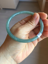 Load image into Gallery viewer, 60.5mm Certified Type A 100% Natural icy watery deep sea dark green/blue/gray/black snowly Guatemala slim round cut Jadeite bangle PB145-8150