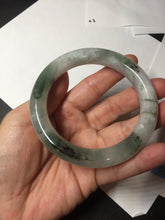 Load image into Gallery viewer, 58.5mm certified type A 100% Natural oily light green/white chubby round cut Jadeite Jade bangle BM20-2798