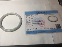 Load image into Gallery viewer, 58mm certified 100% natural type A light green/purple with green fly flowers round cut jadeite jade bangle BN55-3123
