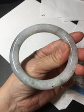 Load image into Gallery viewer, 58.5mm certified type A 100% Natural oily light green/white chubby round cut Jadeite Jade bangle BM20-2798