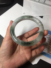 Load image into Gallery viewer, 58.5mm certified type A 100% Natural oily light green/white chubby round cut Jadeite Jade bangle BM20-2798