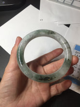Load image into Gallery viewer, 58.5mm certified type A 100% Natural oily light green/white chubby round cut Jadeite Jade bangle BM20-2798