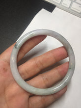 Load image into Gallery viewer, 58mm certified 100% natural type A light green/purple with green fly flowers round cut jadeite jade bangle BN55-3123