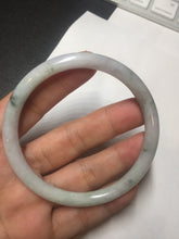 Load image into Gallery viewer, 58mm certified 100% natural type A light green/purple with green fly flowers round cut jadeite jade bangle BN55-3123