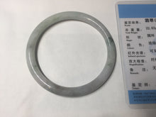 Load image into Gallery viewer, 58mm certified 100% natural type A light green/purple with green fly flowers round cut jadeite jade bangle BN55-3123
