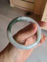 Load image into Gallery viewer, 59.2mm certified type A 100% Natural watery dark green/black/white Jadeite jade bangle BF22-0395
