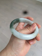 Load image into Gallery viewer, 59.2mm certified type A 100% Natural watery dark green/black/white Jadeite jade bangle BF22-0395