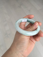 Load image into Gallery viewer, 54.6mm Certified Type A 100% Natural white/light green with grenn floating flowers Jadeite Jade bangle E154-2437