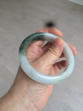 Load image into Gallery viewer, 59.2mm certified type A 100% Natural watery dark green/black/white Jadeite jade bangle BF22-0395