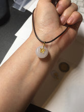 Load image into Gallery viewer, Type A 100% Natural light purple white Jadeite Jade Safety Guardian Button donuts Pendant group AU76