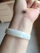 Load image into Gallery viewer, 53.4mm Certified Type A 100% Natural light purple/yellow/white square Jadeite Jade bangle Y153-8058