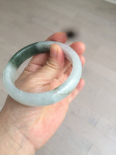 Load image into Gallery viewer, 59.2mm certified type A 100% Natural watery dark green/black/white Jadeite jade bangle BF22-0395
