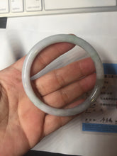Load image into Gallery viewer, 58mm certified 100% natural type A light green/purple with green fly flowers round cut jadeite jade bangle BN55-3123