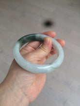 Load image into Gallery viewer, 59.2mm certified type A 100% Natural watery dark green/black/white Jadeite jade bangle BF22-0395