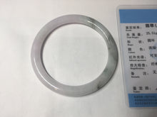 Load image into Gallery viewer, 56mm certified 100% natural type A light green/purple with green fly flowers round cut jadeite jade bangle BN56-3113