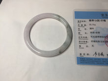 Load image into Gallery viewer, 56mm certified 100% natural type A light green/purple with green fly flowers round cut jadeite jade bangle BN56-3113