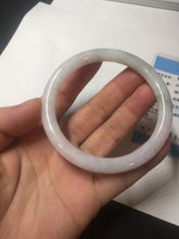 Load image into Gallery viewer, 56mm certified 100% natural type A light green/purple with green fly flowers round cut jadeite jade bangle BN56-3113