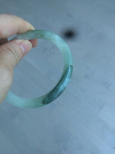 Load image into Gallery viewer, 54.5mm Certified type A 100% Natural icy watery dark green/white round cut Jadeite bangle BG74-0417