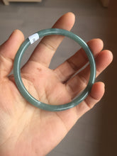 Load image into Gallery viewer, 63.6mm Certified Type A 100% Natural deep sea dark green/blue/gray slim round cut Guatemala Jadeite bangle PB5-7036