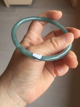 Load image into Gallery viewer, 63.6mm Certified Type A 100% Natural deep sea dark green/blue/gray slim round cut Guatemala Jadeite bangle PB5-7036