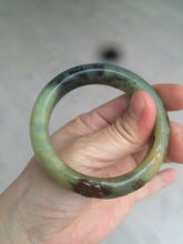 Load image into Gallery viewer, 51mm 100% Natural yellow/blue/brown/black carved bunny/window Xiu Jade (Serpentine) bangle XY11