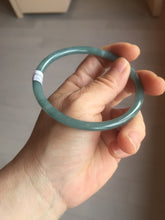 Load image into Gallery viewer, 63.6mm Certified Type A 100% Natural deep sea dark green/blue/gray slim round cut Guatemala Jadeite bangle PB5-7036