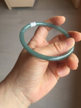 Load image into Gallery viewer, 63.6mm Certified Type A 100% Natural deep sea dark green/blue/gray slim round cut Guatemala Jadeite bangle PB5-7036