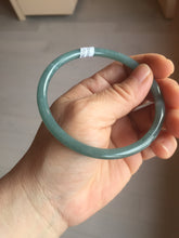 Load image into Gallery viewer, 63.6mm Certified Type A 100% Natural deep sea dark green/blue/gray slim round cut Guatemala Jadeite bangle PB5-7036