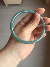 Load image into Gallery viewer, 63.6mm Certified Type A 100% Natural deep sea dark green/blue/gray slim round cut Guatemala Jadeite bangle PB5-7036