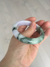 Load image into Gallery viewer, 54.8mm certified 100% natural Type A light purple dark green jadeite jade bangle E141-3921