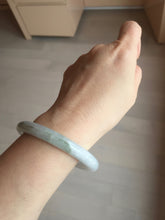 Load image into Gallery viewer, 54mm certificated Type A 100% Natural light green/white round cut Jadeite Jade bangle BK70-9864