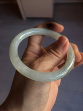 Load image into Gallery viewer, 55mm Certified type A 100% Natural icy watery light green/white round cut Jadeite bangle BG72-0420