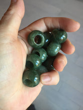 Load image into Gallery viewer, 20(16)x12.9(12.4)mm Type A 100% Natural dark green/gray/black(老油青) donut shape Jadeite Jade LuluTong (Every road is smooth) bead pendant PD195