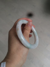 Load image into Gallery viewer, 55mm Certified type A 100% Natural light green/purple/yellow round cut Jadeite bangle AE62-6546