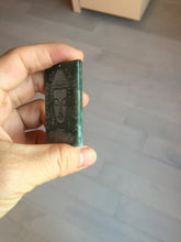 Load image into Gallery viewer, 100% natural blue/gray Guatemala jadeite jade Guanyin (观音) safe and sound pendant/worry stone/decor PD194