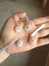 Load image into Gallery viewer, Type A 100% Natural light purple white Jadeite Jade Safety Guardian Button donuts Pendant group AU76