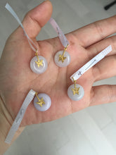 Load image into Gallery viewer, Type A 100% Natural light purple white Jadeite Jade Safety Guardian Button donuts Pendant group AU76
