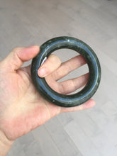 Load image into Gallery viewer, 59.5mm certified 100% Natural dark green/gray (nebula dust) chubby round cut nephrite Jade bangle HE101-0201