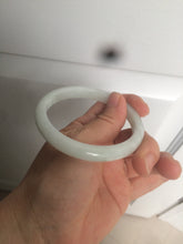 Load image into Gallery viewer, 56.5mm 100% natural type A light green/white jadeite jade bangle AE64