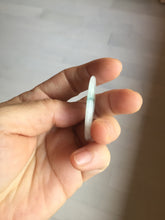 Load image into Gallery viewer, 37.9mm Type A 100% Natural icy watery white purple with green floating flowers Jadeite Jade Safety Guardian Button donuts couple pendant PA65