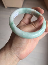 Load image into Gallery viewer, 57mm certified 100% natural type A sunny green/white jadeite jade bangle BN100-7706